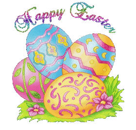 Brokatowe pisanki z napisem Happy Easter
